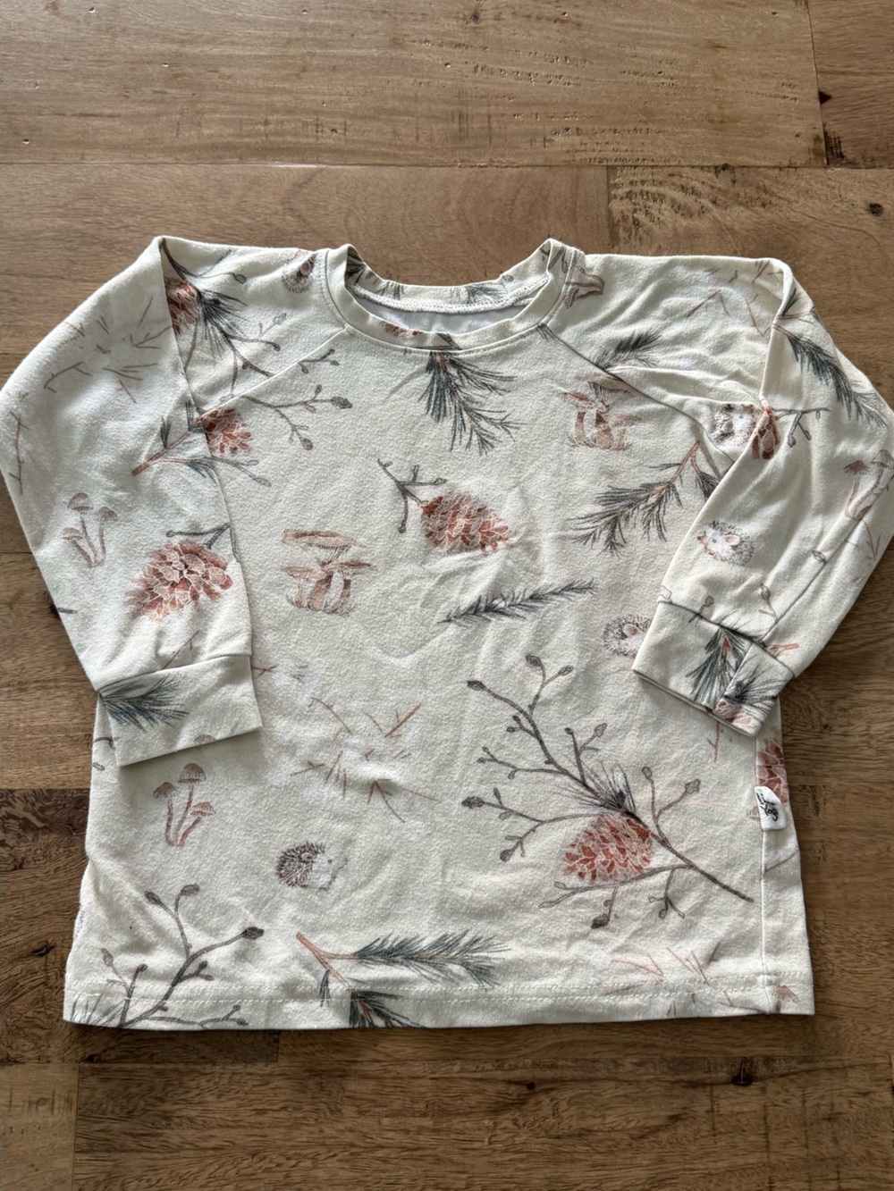 Little yogi Cream Floral Pinecone Long-Sleeve Top bamboo blend sz 1-3 T